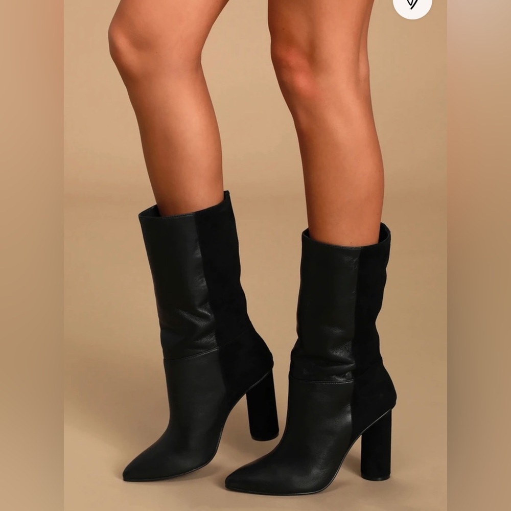 The 42 Gold Kolby Black Leather Pointed-Toe Boots